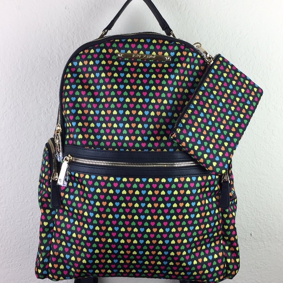 Betsey Johnson Handbags - Betsy Johnson Rainbow Hearts Big Backpack